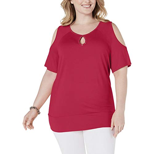 Plus Size Studded Cold-Shoulder Top
