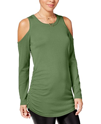 Juniors' Ruched Cold-Shoulder Sweater