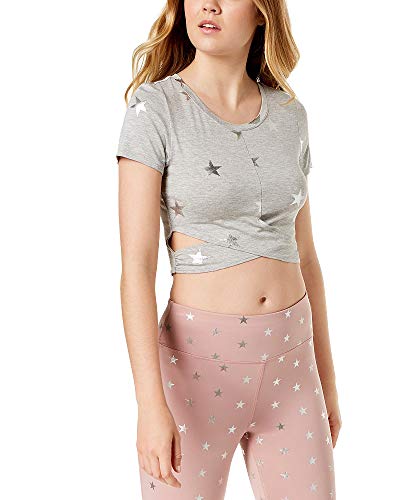 Active Juniors' Metallic-Print Crisscross Top