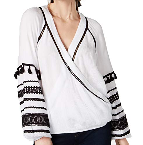 Embroidered Wrap Top