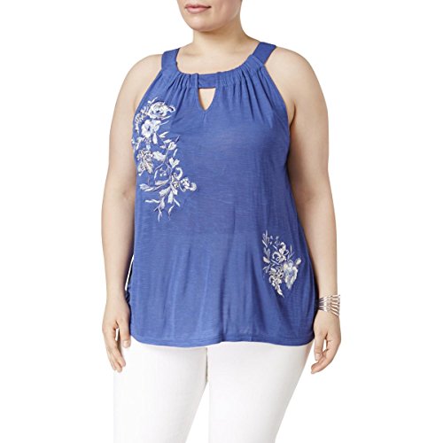 INC International Concepts Plus Size Embroidered Halter Top