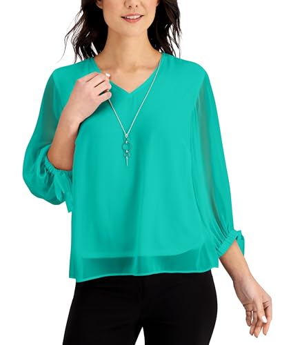 JM Collection Tie Sleeve Necklace Top