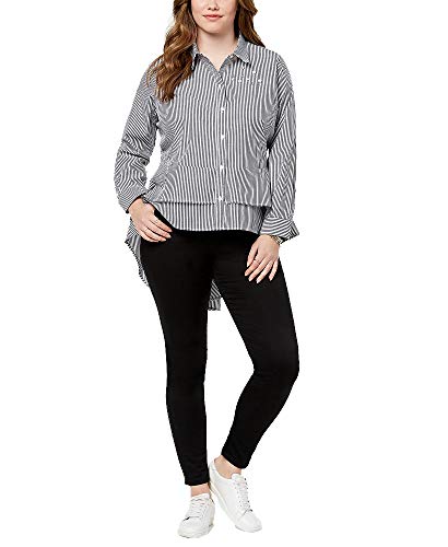 Almost Famous Trendy Plus Size Cotton Embellished High Low Peplum Shirt