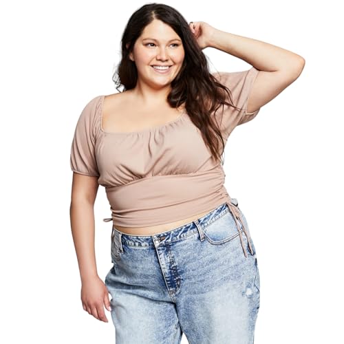 Now This Trendy Plus Size Puff Sleeve Ruched Top