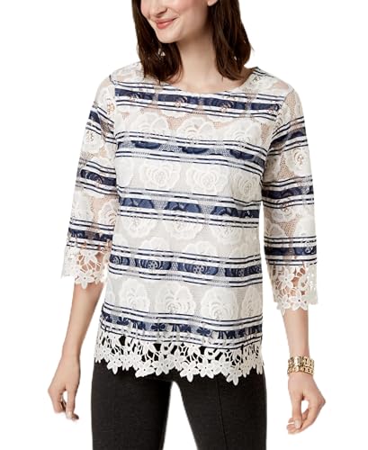 Charter Club Striped Lace Top