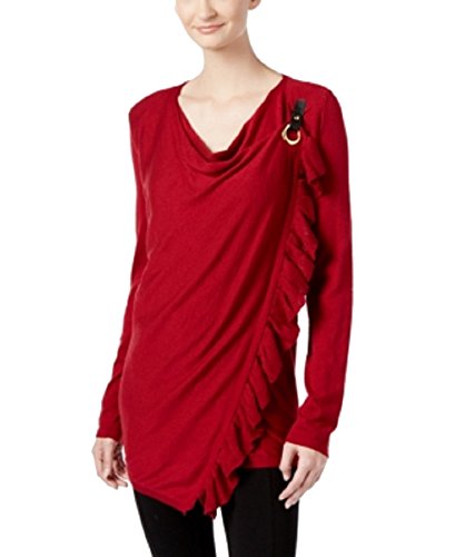 INC International Concepts Petite Ruffled Draped Sweater