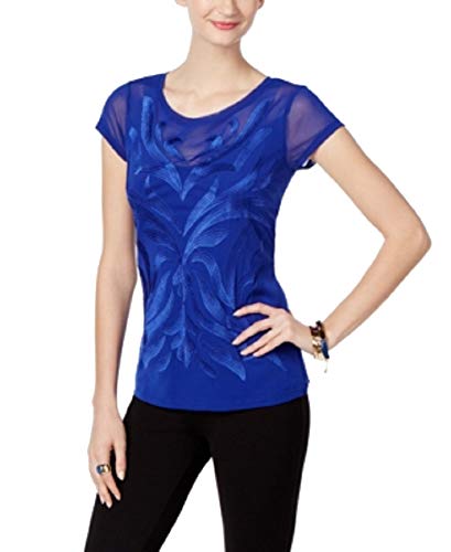 INC International Concepts Petite Embroidered Illusion Top