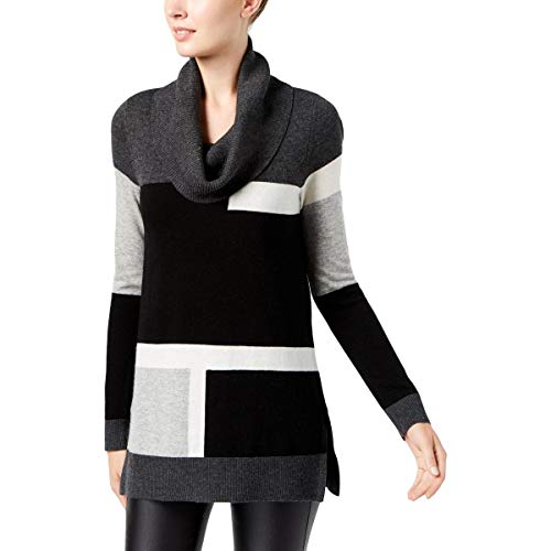 Colorblocked Cowl Neck Sweater