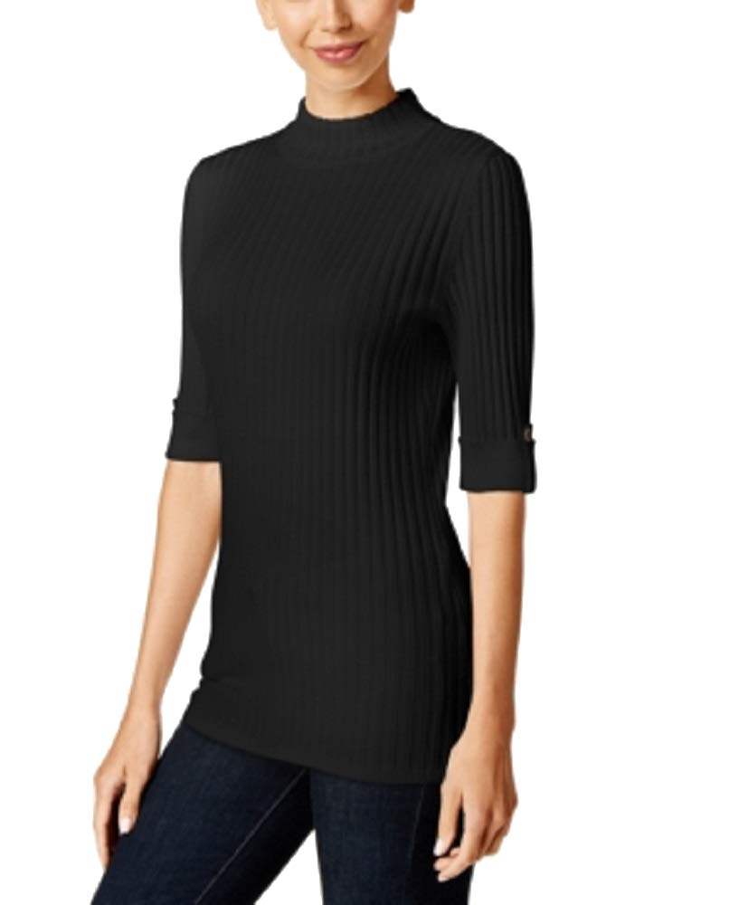 Style & Co Petite Ribbed Mock-Neck Sweater