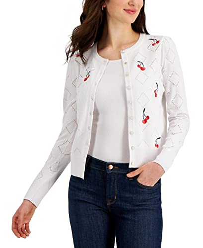 Charter Club Womens Flower Button Cardigan