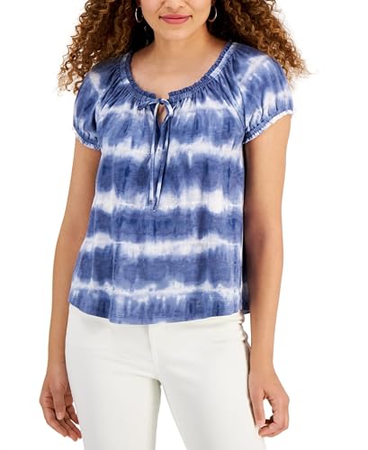 Style & Co Petite Tie Dye Puff Sleeve Top