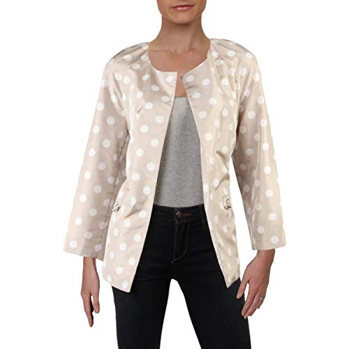 Anne Klein Printed Drawstring Open Front Jacket