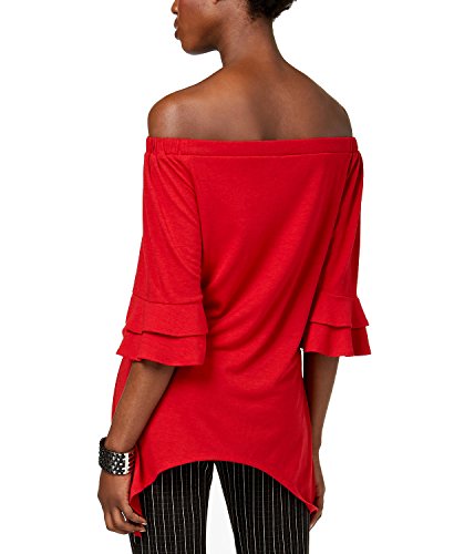 NY Collection Off The Shoulder Hankderchief Hem Top
