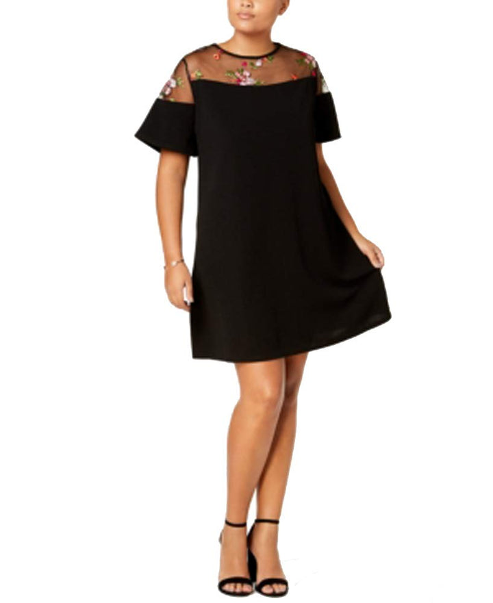 Say What Trendy Plus Size Embroidered Illusion Dress