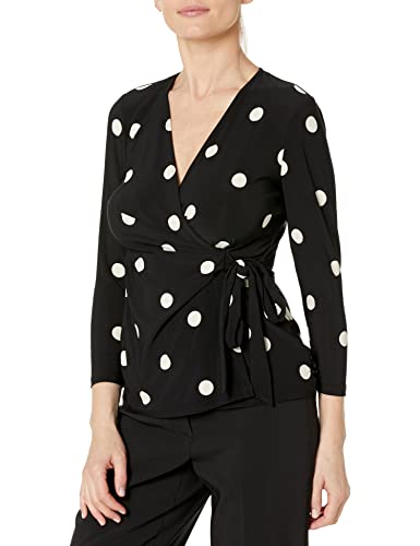 Anne Klein Petite Dot-Print Side-Tie Top
