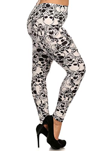 Buttery Smooth White Layers of Skulls Plus Size Leggings