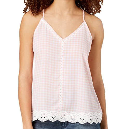 Juniors' Gingham Crochet Tank Top