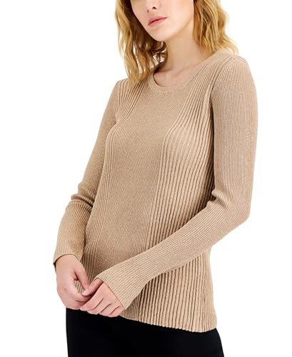 Alfani Womens Metallic Ribbed Sweater