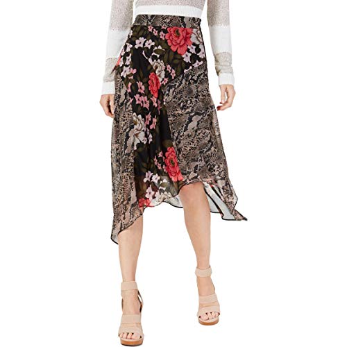Mixed Print Floral Midi Skirt