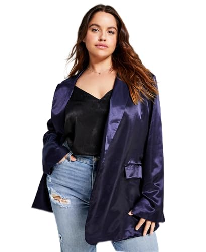 Trendy Plus Size One-Button Satin Blazer