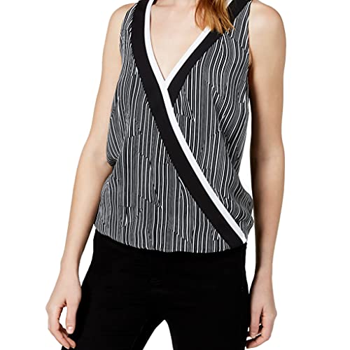 Bar III Printed Surplice Cutout Back Top