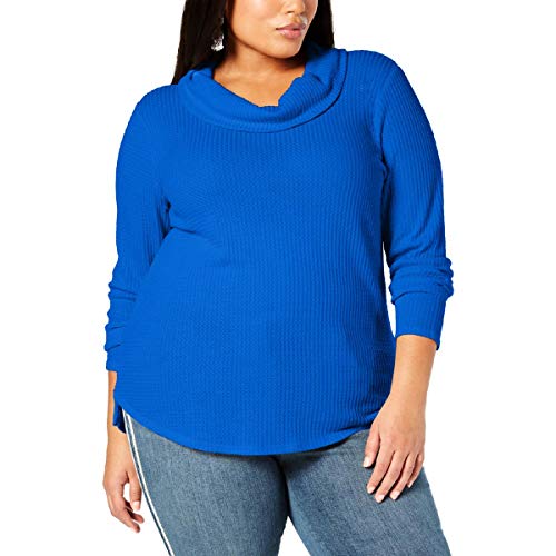 Plus Size Waffle-Knit Cowl-Neck Top