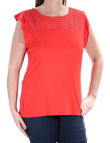 Maison Jules Flutter Sleeve Eyelet Detail Top