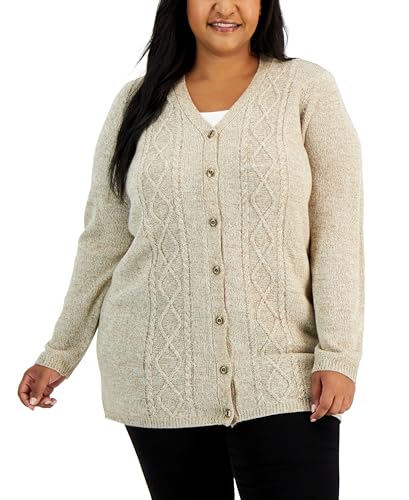 Plus Size V-Neck Cable-Knit Cardigan