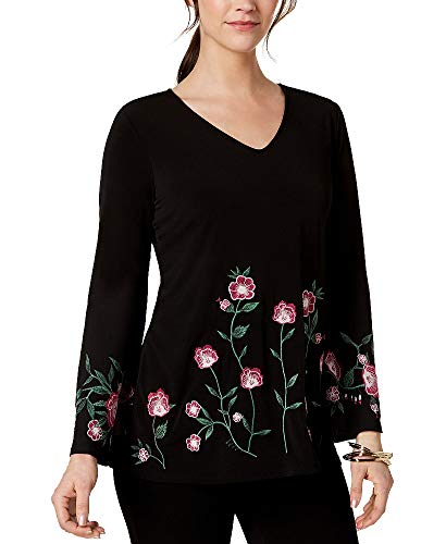 Alfani Petite Embroidered Floral Top