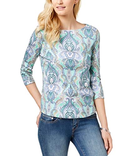 Button-Shoulder Print Top