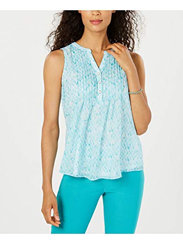 Charter Club Petite Seahorse Print Pintucked Top