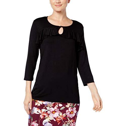 NY Collection Ruffled Keyhole Top
