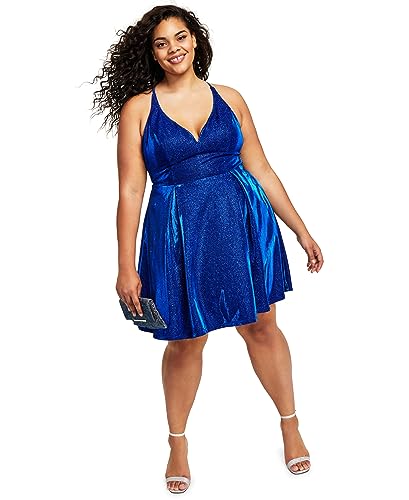 City Studios Trendy Plus Size Glitter Fit Flare Dress