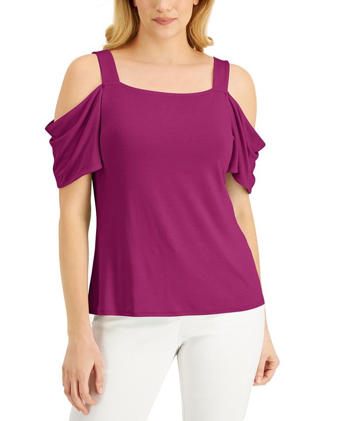 JM Collection Cold Shoulder Top