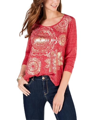 Style & Co Foil Print Long Sleeve T-Shirt
