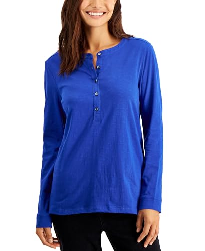 Style & Co Buttoned Solid Knit Top