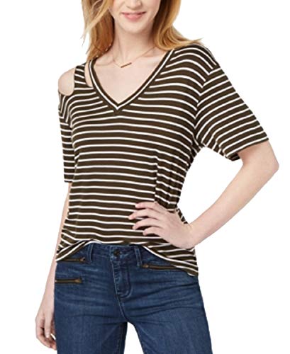 Juniors' Striped Cutout T-Shirt