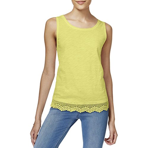 Maison Jules Cotton Crochet Hem Tank Top
