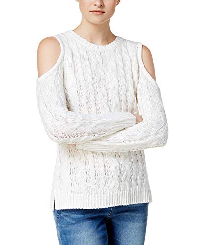 Hippie Rose Juniors Cold Shoulder Cable Knit Sweater
