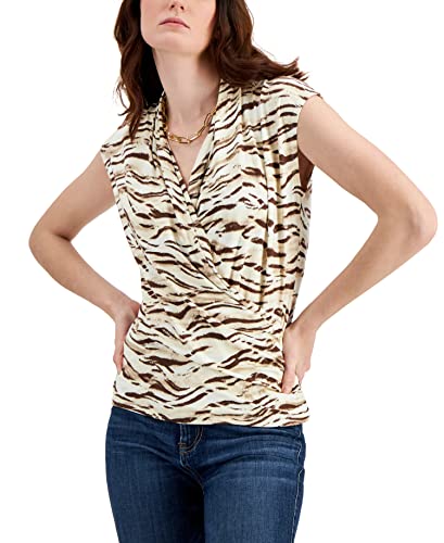 INC International Concepts Womens Printed Surplice Top