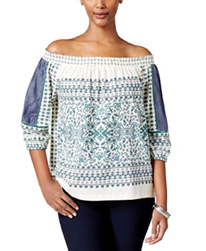 Style & Co Petite Printed Off The Shoulder Top