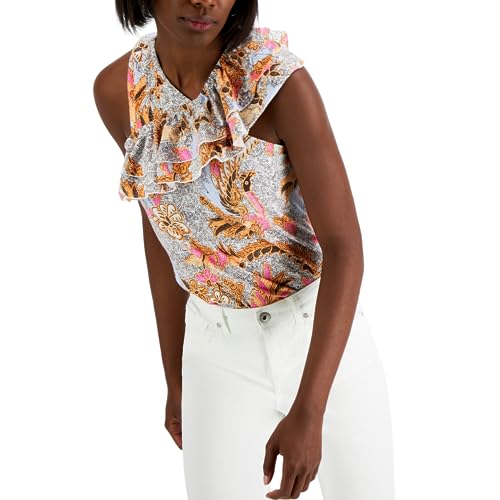 INC International Concepts Cotton Asymmetrical Ruffled Top