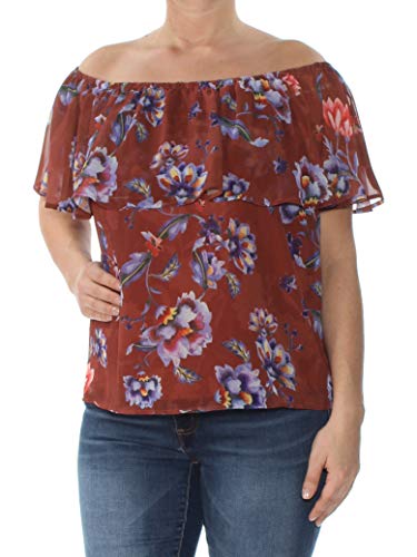 Bar III Printed Off The Shoulder Flounce Top