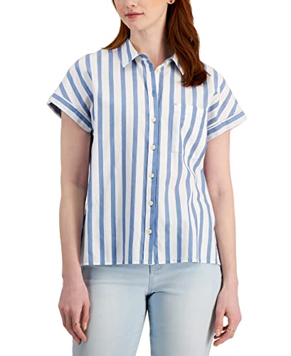Style & Co Womens Cotton Printed Camp Shirt