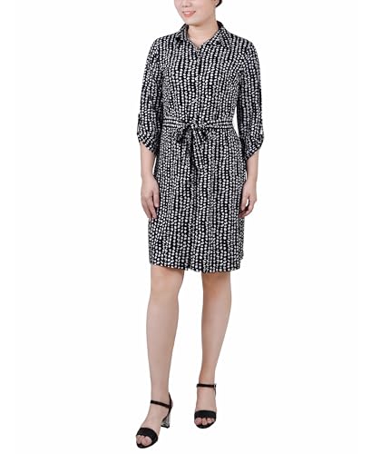 Petite 3/4-Sleeve Printed Shirt Dress