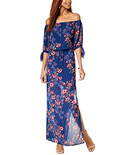 Juniors' Off-The-Shoulder Tie-Cuff Maxi Dress