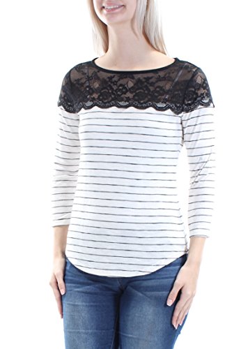 Maison Jules Striped Lace Contrast Top