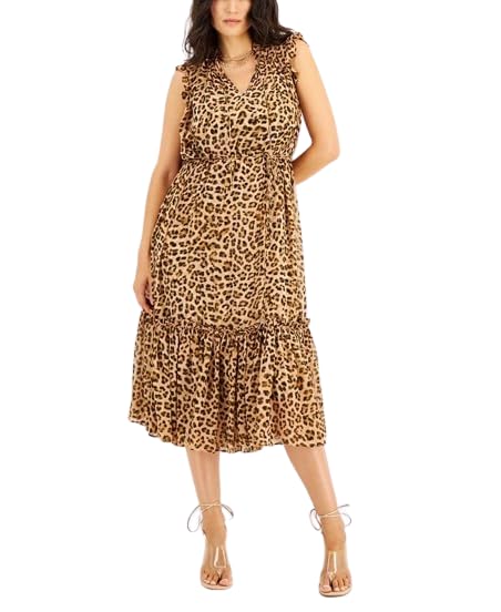 INC International Concepts Womens Cheetah Print Flutter Sleeve Dress