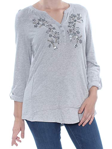 Style & Co Cotton Flower Embellished Top