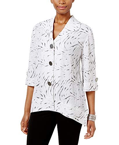 JM Collection Petite Printed Button Back Shirt